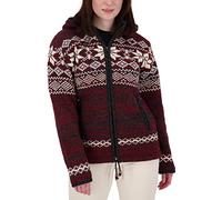 Strickfleecejacke DEPROC ACTIVE "ANNAPURNA", Damen, Gr. 44L, rot (weinrot), Obermaterial: 100% Wolle; Futter: 100% Polyester, gerader Abschluss, Jacken, mit Kapuze und weichem Fleece gefüttert (218792