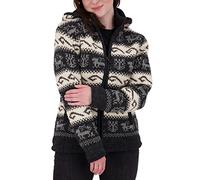 Strickfleecejacke DEPROC ACTIVE "ANNAPURNA", Damen, Gr. 40/42 (M), grau, Obermaterial: 100% Wolle; Futter: 100% Polyester, gerader Abschluss, Jacken, mit Kapuze und weichem Fleece gefüttert (48942962-