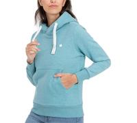 Kapuzensweatshirt DEPROC ACTIVE "HildaCMYK II WOMEN", Damen, Gr. 40/42 (M), blau (türkis), 50% Baumwolle, 50% Polyester, casual, bequem, Langarm angesetztes Bündchen, Sweatshirts, weiche Fleecejacke m
