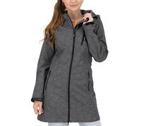 DEPROC-Active Damen Übergangsjacke Shelby Long, Wind- & Wasserabweisend, Outdoorjacke, Kurzmantel Für Frühling Herbst Softshellmantel, Schwarz, 36 EU