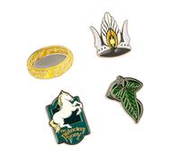 et Pins Der Herr der Ringe - 4 Anstecknadeln Der Herr der Ringe Ring, Krone von Gondor, Schild von Bree und Blatt von Lorien - Der Herr der Ringe Geschenke Der Herr der Ringe Merchandising
