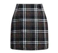 Der Heutige Deal,Damen Kariert Röcke Knielang Wollrock Winterrock Midirock Büro Rock Figurbetont Knielang Rock Mit Plaid A Linie Hohe Taille Arbeitsrock Herbst Winter Vintage Retro Bodycon Rock