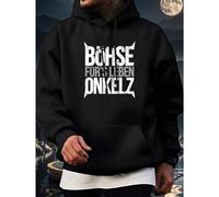 Der lässige Kapuzenpullover mit Kordelzug und Grafikprint "BöHSE FÜR'S LEBEN ONKELZ" bietet eine bequeme Passform und praktische Taschen. Er ist viels