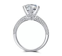 Der Ring, 9 x mm 3 Karat Moissanit-Ring mit Diamanten aus 925er Sterlingsilber - Super Flash Hochzeitsschmuck for Damen(8)