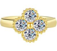 Der Ring, Verlobungsring mit 1,2 Karat Moissanit in vier Blättern for Damen, 925er Sterlingsilber, im Labor hergestellter Diamant, Geschenkidee(Gold,7)