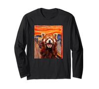 Der Schrei Kunst Lustiges Meme Kleiner Panda Roter Panda Langarmshirt