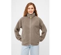 Fleecejacke DERBE "Kuschelby", Damen, Gr. 34, cobblestone, Obermaterial: 100% Polyester, casual, relaxed fit, Langarm Raglanärmel normaler Saum, Jacken, Kuschelige Damen Fleece Jacke aus nachhaltigen 