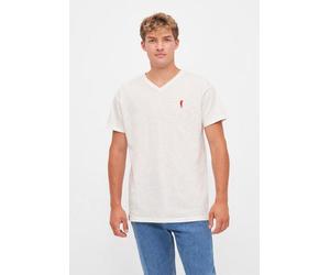derbe Kurzarm T-shirt Print „Basic Kippes“ Off-white M