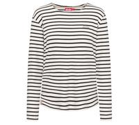 Derbe Langarmshirt Interstriped Damen Weiß Schwarz Streifenshirt Weiß