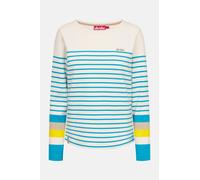 Derbe Streifenshirt Interstriped Block Damen Weiß Türkis Langarmshirt GOTS Organic Türkis S