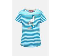 Derbe T-Shirt Sturmmöwin Striped Damen Weiß Türkis GOTS Organic Türkis XL