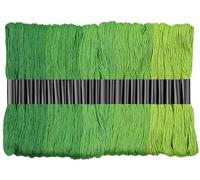 Dercuy 25 Knäuel Green Series Kreuzstichgarn, 8 m Baumwoll-Sticktwist Set mit Kunststoffspulen und Nadel