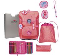 DerDieDas Schulranzen ErgoFlex Light Superflash Set 6-teilig Coral Reef lachsfarben