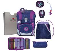 DerDieDas Schulranzen ErgoFlex Tiny LED Set 6-teilig Dancing Star dunkelviolett