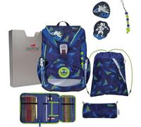 DerDieDas Schulranzen ErgoFlex Light LED Set 6-teilig Moon Mission blau