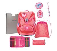 DerDieDas Schulranzen ErgoFlex Light Superflash Set 6-teilig Coral Reef lachsfarben