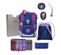 DerDieDas Schulranzen ErgoFlex Tiny LED Set 6-teilig Dancing Star dunkelviolett
