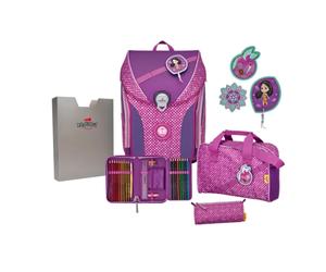 DerDiesDas Schulranzen-Set Ergoflex Max Purple Dots, 5-teilig