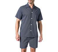 DEREK ROSE Pyjama Herren Baumwolle blau gemustert, M