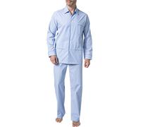 DEREK ROSE Pyjama Herren Baumwolle blau gestreift, XL