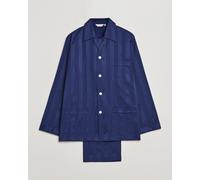 Derek Rose Striped Cotton Satin Pyjama Set Navy Blau M