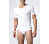 DEREK ROSE T-Shirt Herren V-Ausschnitt Mikrofaser weiß, 4 (S)