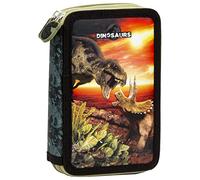 Derform Dino Federtasche gefüllt 2 Fach Federmäppchen Stifte Etui Federmappe Dinosaurier Giganotosaurus