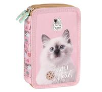 Derform Katze Federtasche gefüllt 2 Fach Federmäppchen Stifte Etui Federmappe Kätzchen