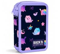 Derform Katzen 3 - Fach Federmappe Federtasche mit 43 Teilen gefüllt Federmäppchen blau Kätzchen