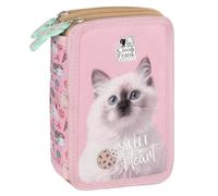 Derform Katzen 3 - Fach Federmappe Federtasche mit 43 Teilen gefüllt Federmäppchen Kätzchen