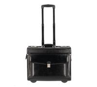 Dermata Leder Pilotenkoffer auf Rollen 1340A schwarz