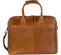Dermata Aktentasche mit Laptopfach aus Vollrindleder 40 cm -cognac