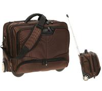 DERMATA Notebooktasche Notebooktrolley 17 Zoll Pilotenkoffer Trolley [ Laptop max. 41 x 29 cm] mit Schultergurt / BRAUN