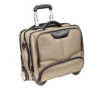 DERMATA Notebooktasche Notebooktrolley 17 Zoll Pilotenkoffer Trolley [ Laptop max. 41 x 29 cm] mit Schultergurt/Champagner