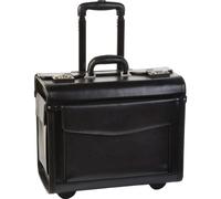 Dermata Pilotenkoffer auf Rollen aus Leder 45 cm -Schwarz