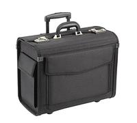 DERMATA Pilotenkoffer aus Nylon Zahlenschloss Kantenschutz Trolley schwarz mit Laptop-Tasche