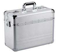 Dermata Pilotenkoffer Silber Matt aus Aluminium, Businesskoffer mit Trageriemen Schultergurt + verstärkte Ecken; Platz für großen Aktenordner - sehr robust und schlagresistent