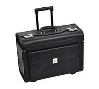 Dermata Pilotenkoffer Trolley Rollen Laptopfach 17" Pilotentrolley mit Vortasche und Zwei Seitentaschen
