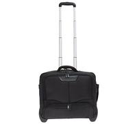 Dermata Set: Trolley Pilotentrolly mit Notebook - Polstertasche 17 Zoll Handgepäck + Ledermäppchen (Black (Schwarz/innen: ROT))
