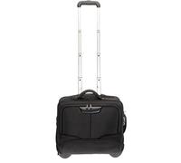 Dermata Set: Trolley Pilotentrolly mit Polstertasche 17 Zoll [41 cm x 29 cm] + Ledermäppchen (Black (Schwarz/innen: Grau))