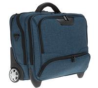 Dermata Trolley Pilotentrolly mit Polstertasche 17 Zoll [41 cm x 29 cm] + Ledermäppchen (DARKBLUE Two Tone)