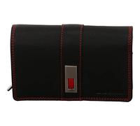 Dernier Damen Geldbörse aus Echtleder in schwarz mit Reißverschluss und Ziernähten in rot. schwarz