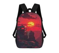Desert Sunset Camper Adventure 17inch Schulrucksack, 3D-gedruckt, Kinderrucksack, Modisch, Lässig, Ideal Für Reisen Und Schulkinder