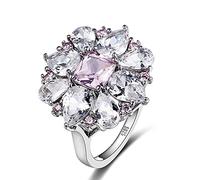 Design Blumenform 925 Sterling Silber Schmuck Ringe für Frauen Luxus Hochzeit Verlobung Spinell Edelstein Ring 7 Pink