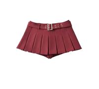 Design Nische Hot Girl Low-Waist-Gürtel-Faltenrock American Street Style Anti-Exposition-A-Linien-Minirock-Rot-L