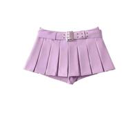 Design Nische Hot Girl Low-Waist-Gürtel-Faltenrock American Street Style Anti-Exposition-A-Linien-Minirock-Lila-XL