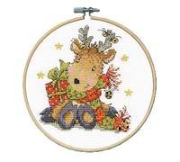 Design Works Crafts Kreuzstich Stickpackung mit Stickrahmen Rentier, Zählmuster