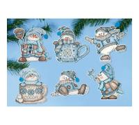 Design Works Crafts Kreuzstich Stickpackung Weihnachtsbaum-Dekoration Kakao-Schneemänner 6er Set, Zählmuster