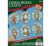 Design Works Crafts Kreuzstich Stickpackung Weihnachtsbaum-Dekoration Rentiere 6er Set, Zählmuster