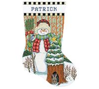 Design Works Crafts Kreuzstich Stickpackung Weihnachtsstrumpf Schneemann, Zählmuster